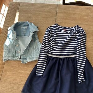 Cat & Jack Striped Dress with Denim Vest